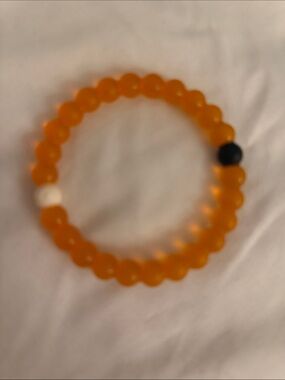 Lokai Mental Health Orange Stretch Beaded Bracelet with Black & White Accent